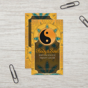 Gold Sparkle Turquoise Orange Yin Yang Cartes de v