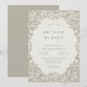 Gold Sparkle Vintage Elegance Brunch and Bubbly Invitation