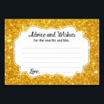 Gold Sparkle Wedding Advice and Wishes Cards<br><div class="desc">These elegant gold sparkle wedding advice and wishes cards will be the perfect addition to your wedding reception. This design features a sparkling gold frame with the text "Advice and Wishes for the new Mr. and Mrs." in a combination of calligraphic and simple black fonts. The card has space available...</div>