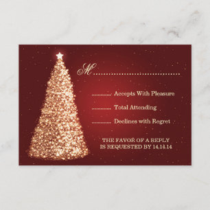 Gold Sparkle Wedding RSVP Red Card