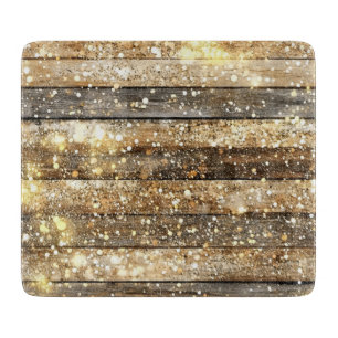 Gold Sparkle Wood Pattern Cutting Board