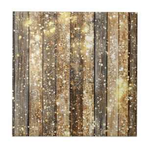 Gold Sparkle Wood Pattern Tile