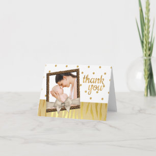 Gold Sparkle Zebra Print Baby Shower Thank You