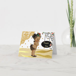 Gold Sparkle Zebra Print Baby Shower Thank You Card