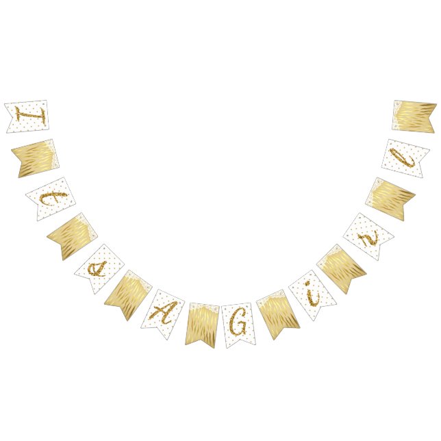 Gold Sparkle Zebra Print Polka Dot Banner drapeaux (Tout)