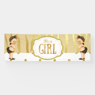 Gold Sparkle Zebra Print Vintage Baby Shower Banne Banner
