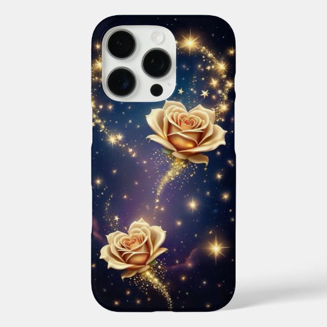 Gold Sparkled Flowers Case-Mate iPhone Case (Back)