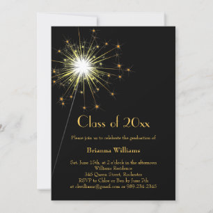 Gold Sparkler Graduation Party Invitation