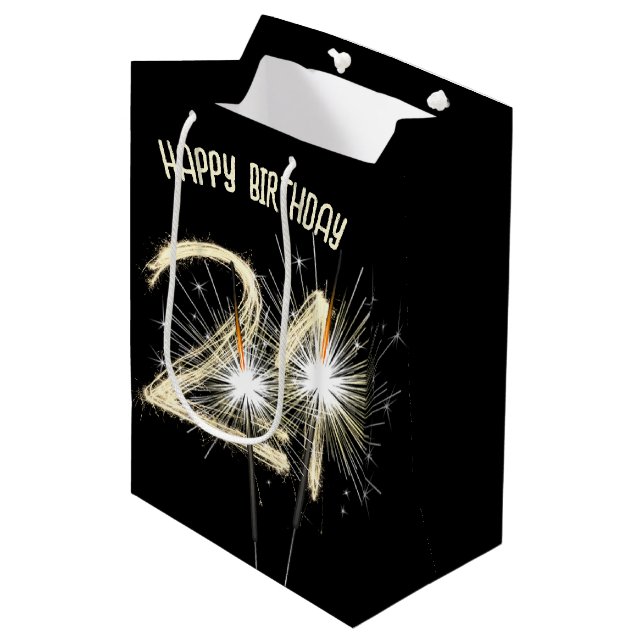 Gold Sparklers for 21st Birthday  Medium Gift Bag (Front Angled)