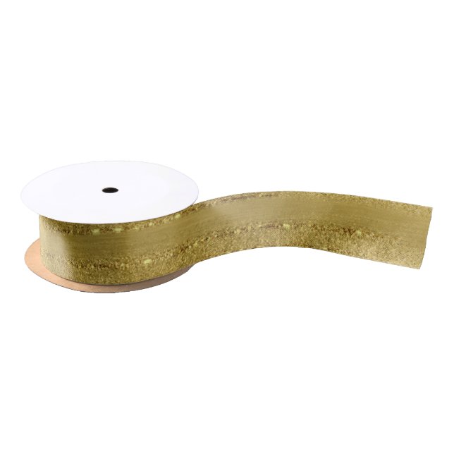 Gold Sparkles - Brush Strokes Gold Faux Glitter Satin Ribbon (Spool)