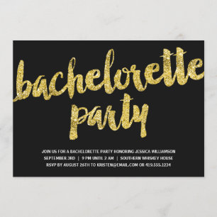 Gold Sparkles   Glitter Look Bachelorette Party Invitation