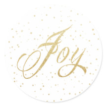 Gold Sparkles Joy Christmas Stickers