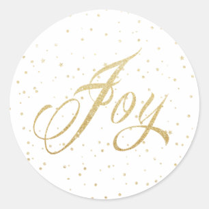 Gold Sparkles Joy Christmas Stickers