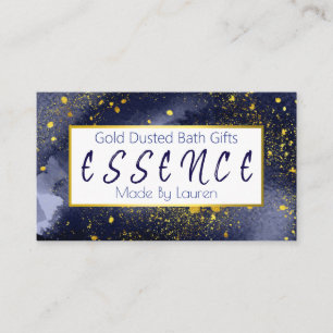 Gold Sparkles On Blue Handmade Bath Bomb Soak Soap Business Card