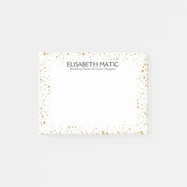 Gold Sparkles & Stars Frame Post-it Notes (Front)