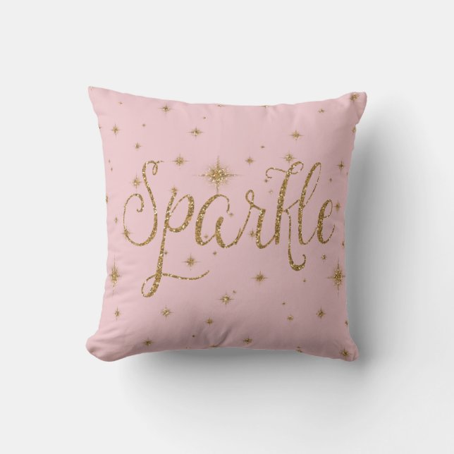 Gold Sparkles Throw Pillow (Front)