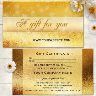Gold Sparkling Bokeh Gift Certificate Template