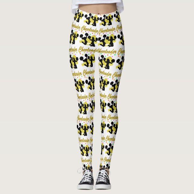 GOLD SPARKLING CHEERLEADER MEGAPHONE LEGGINGS (Front)