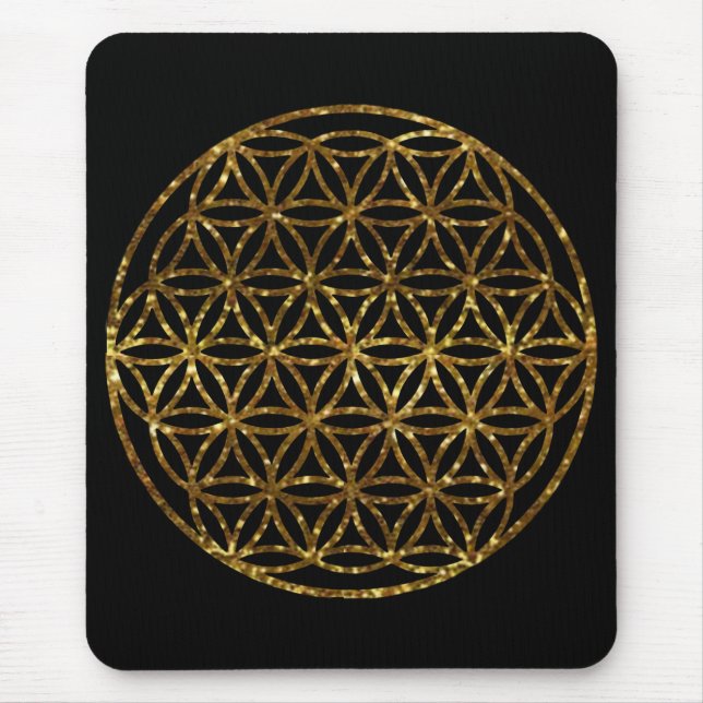 Gold Sparkling Flower of Life | scared geometry    Mouse Pad (Front)