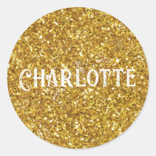 Gold sparkling glitter pattern   classic round sticker