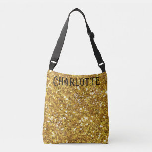 Gold sparkling glitter pattern crossbody bag