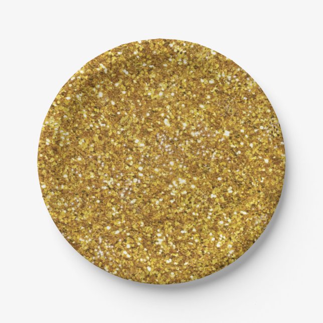 Gold sparkling glitter pattern            paper plate (Front)