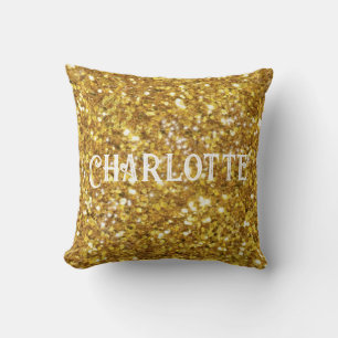 Gold sparkling glitter pattern     throw pillow