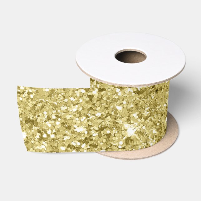 Gold Sparkling Glitter    Satin Ribbon (Spool)