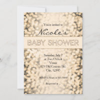 Gold Sparkling Lights BABY SHOWER Invitations