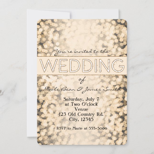 Gold Sparkling Lights Glamor WEDDING Invitations (Devant)