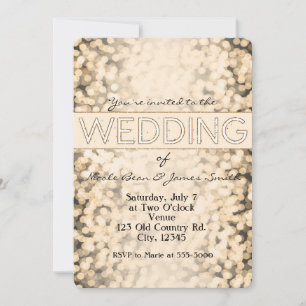 Gold Sparkling Lights Glamor WEDDING Invitations