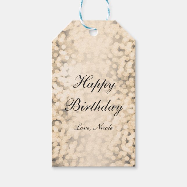 Gold Sparkling Lights Glamour Party Gift Tag (Front)
