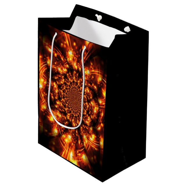 Gold Sparkling Lights Medium Gift Bag (Front Angled)