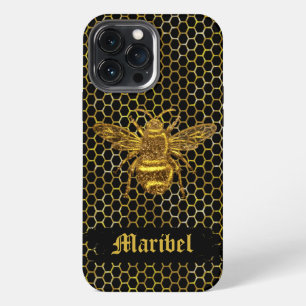 Gold Sparkling Queen Bee Gold Hexagon Beehive Case