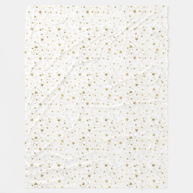 Gold Sparkling Stars Fleece Blanket (Front)