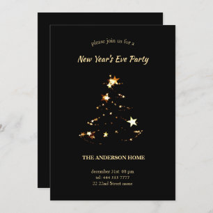 Gold Sparkling Stars Invitation