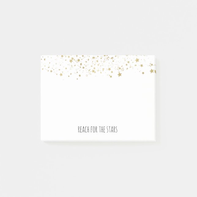 Gold Sparkling Stars reach for the stars Post-it Notes (Front)