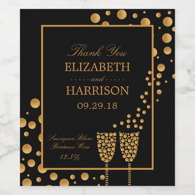 Gold Sparkling Wine Bubbles Engagement Party Label (Single Label)