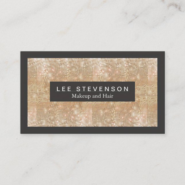 Gold Sparkly FAUX Sequins Makeup Artist Salon Business Card (Front)