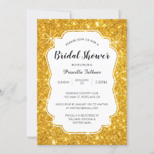 Gold Sparkly Glitter Bridal Shower Invitation