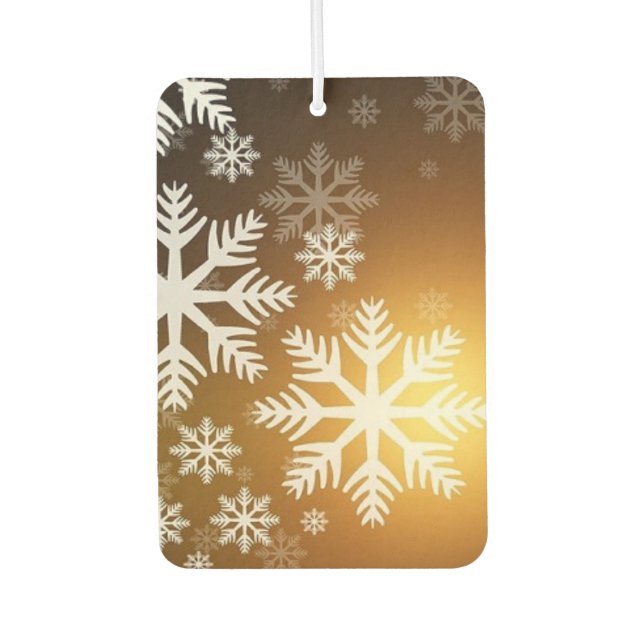 Gold Sparkly Snowflakes Air Freshener (Front)