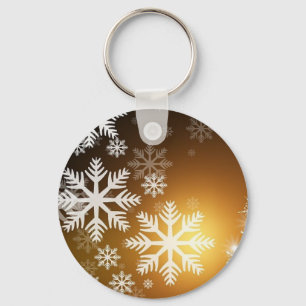 Gold Sparkly Snowflakes Keychain