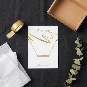 Gold sparkly squiggle, necklace display card