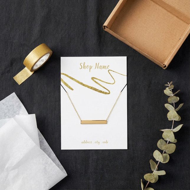 Gold sparkly squiggle, necklace display card (Gold sparkly squiggle, necklace display card.)