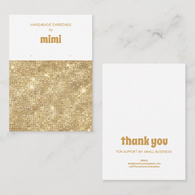 Gold Sparks Earring Display  Business Card (Front/Back)