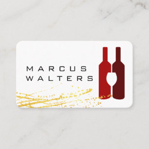 Gold Spatter   Wine Bottles and Glass Logo Business Card