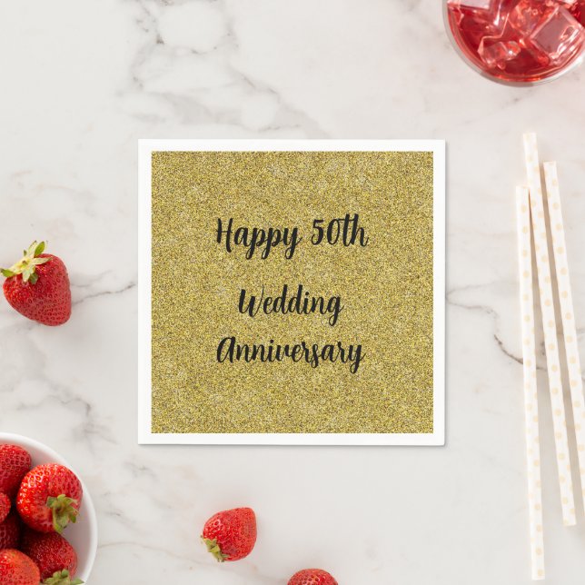 Gold Speckled 50th Wedding Anniversary,  Napkin (Insitu)