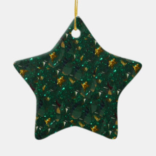 Gold Speckled Green Star Ornament