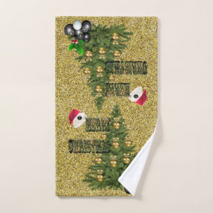 Gold Speckled Lawn Bowls Christmas Design, Hand Towel