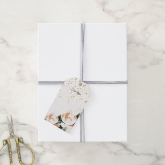 Gold Speckled Watercolor Peony Gift Tags